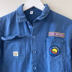 Kids Space theme blue coveralls Boiler Suit